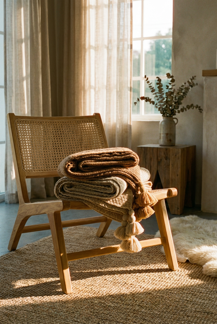 Nøtt Cotton Nordic Knitted Waffle Blanket