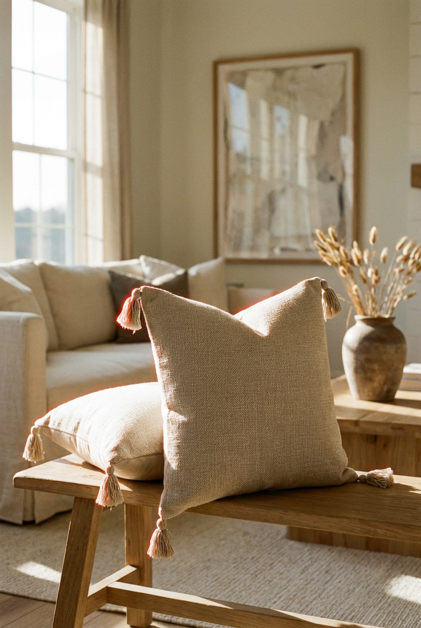 Thea Textured Tassel Cushion Cover | Set of 2