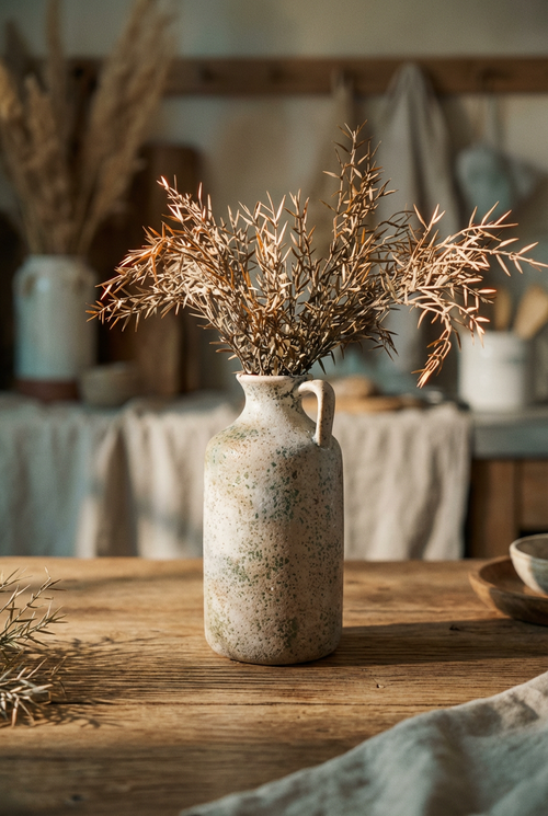 Elodie Rustic Ceramic Pitcher Vase