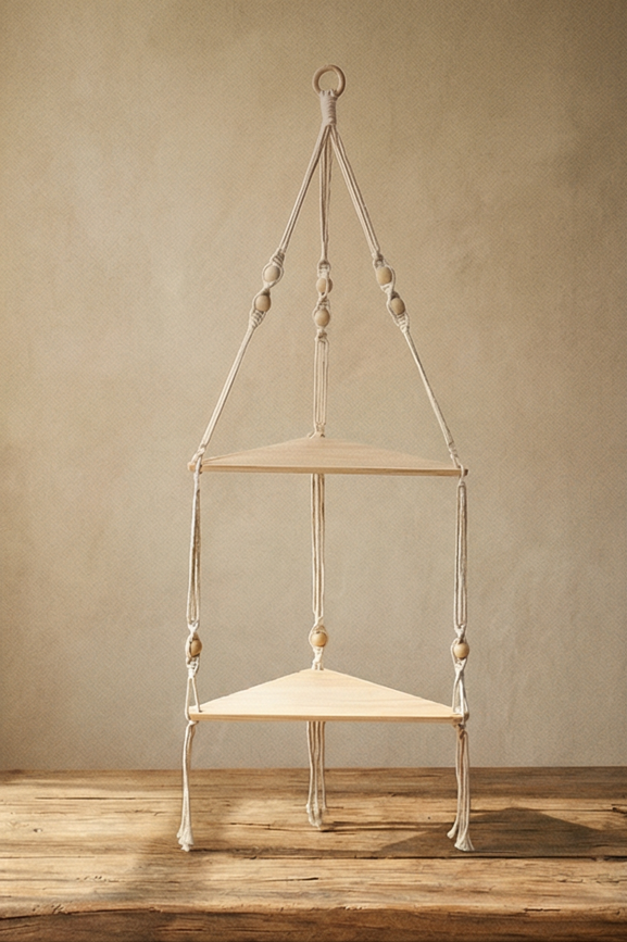 Solveig Macramé Hanging Corner Shelf