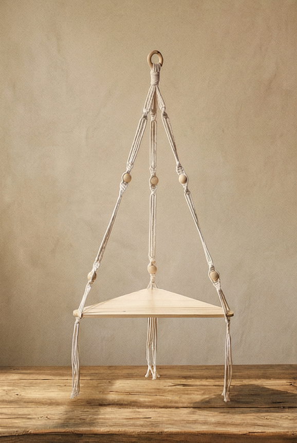 Solveig Macramé Hanging Corner Shelf