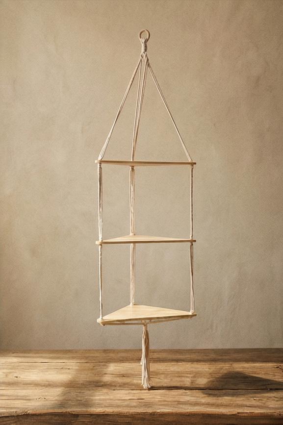 Solveig Macramé Hanging Corner Shelf