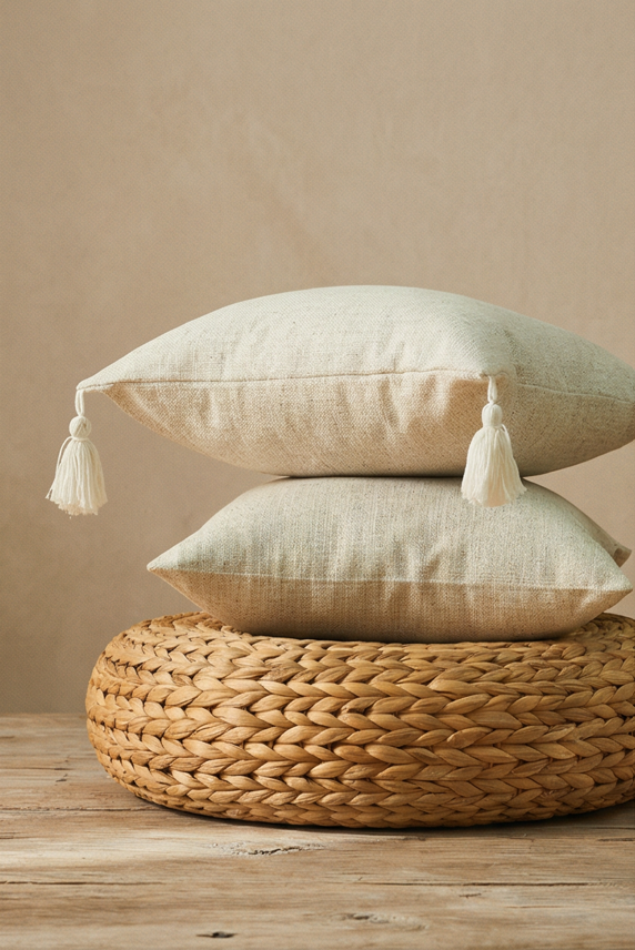 Thea Textured Tassel Cushion Cover | Set of 2