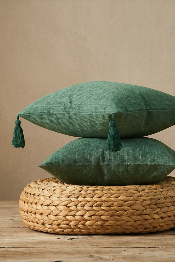 Thea Textured Tassel Cushion Cover | Set of 2