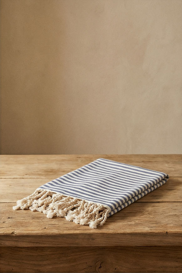 Azure Pure Cotton Striped Bath Towel