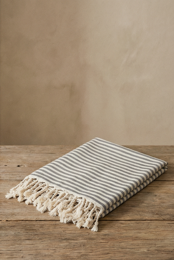 Azure Pure Cotton Striped Bath Towel