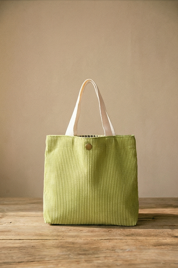 Cleo Corduroy Canvas Tote Bag