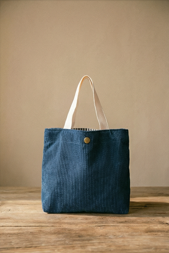 Cleo Corduroy Canvas Tote Bag