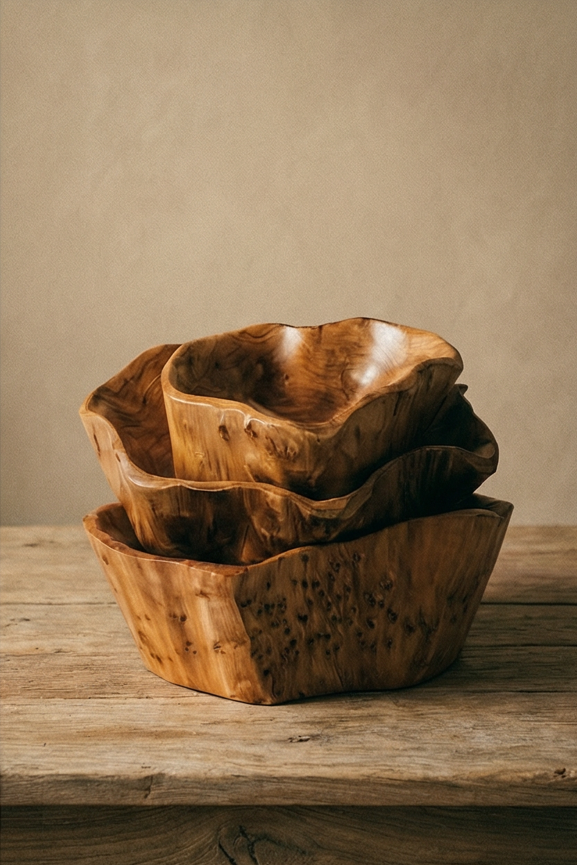 Ansel Natural Handmade Wooden Fruit Bowl