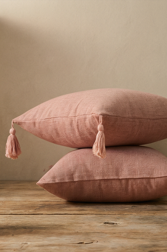 Thea Textured Tassel Cushion Cover | Set of 2