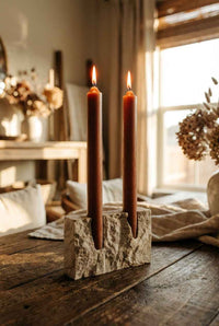 Rune Tapered Marble Candlestick Holder