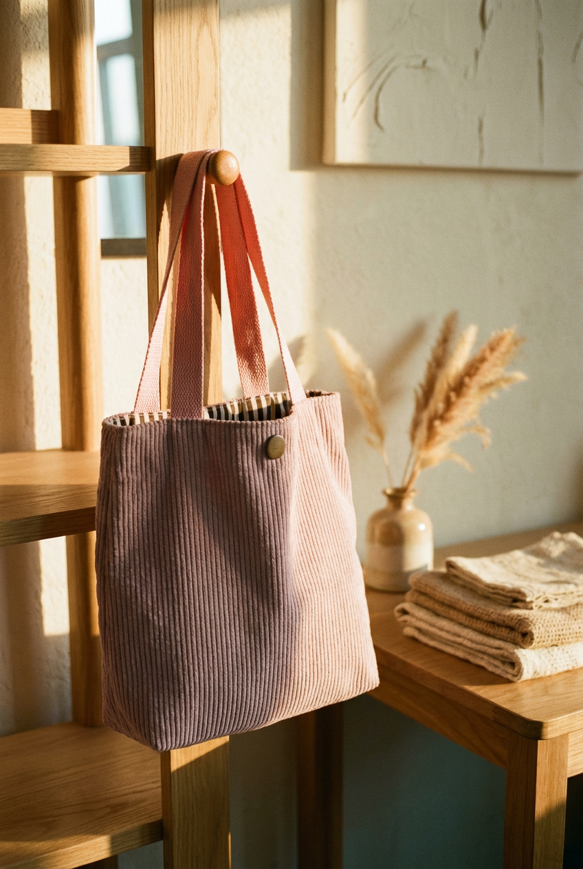 Cleo Corduroy Canvas Tote Bag