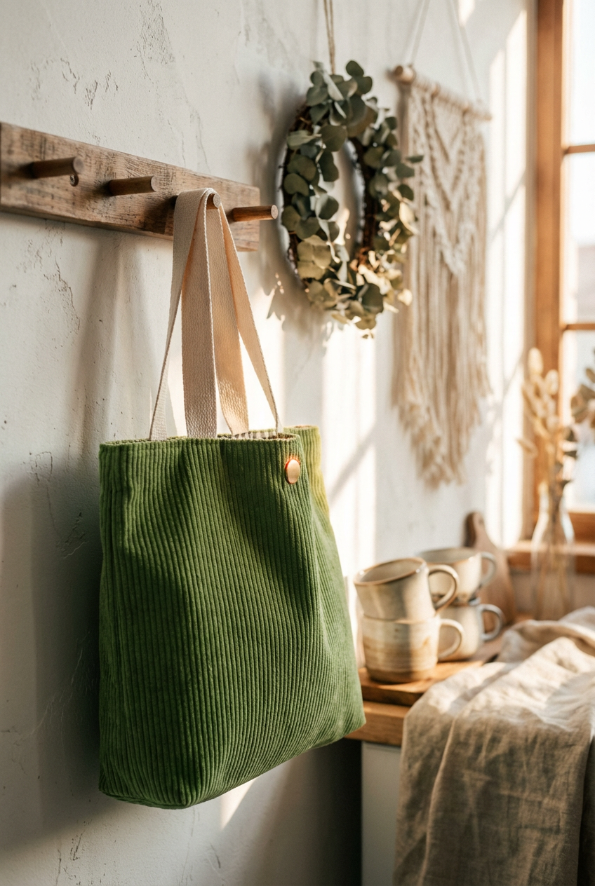 Cleo Corduroy Canvas Tote Bag