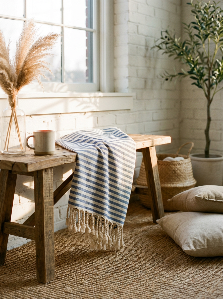 Azure Pure Cotton Striped Bath Towel