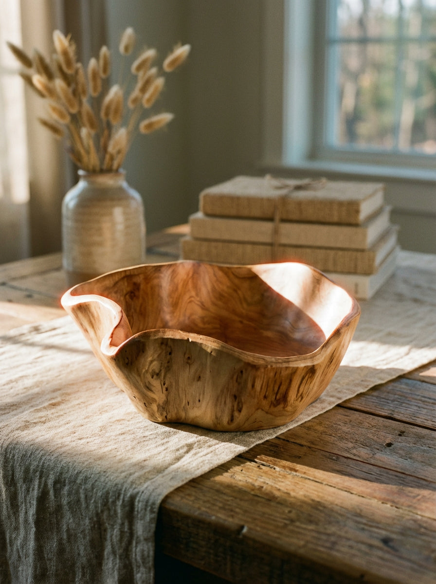 Ansel Natural Handmade Wooden Fruit Bowl