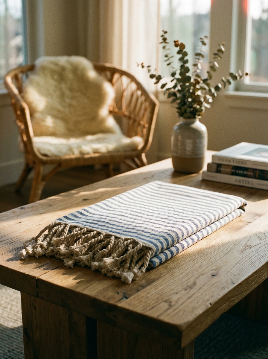 Azure Pure Cotton Striped Bath Towel