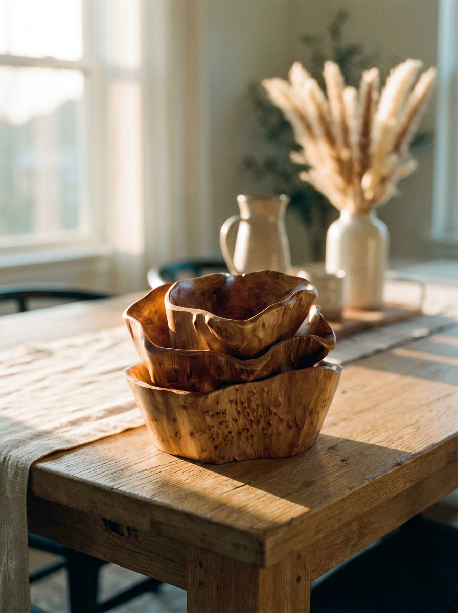 Ansel Natural Handmade Wooden Fruit Bowl
