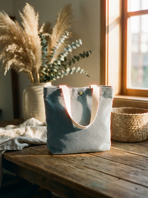 Cleo Corduroy Canvas Tote Bag