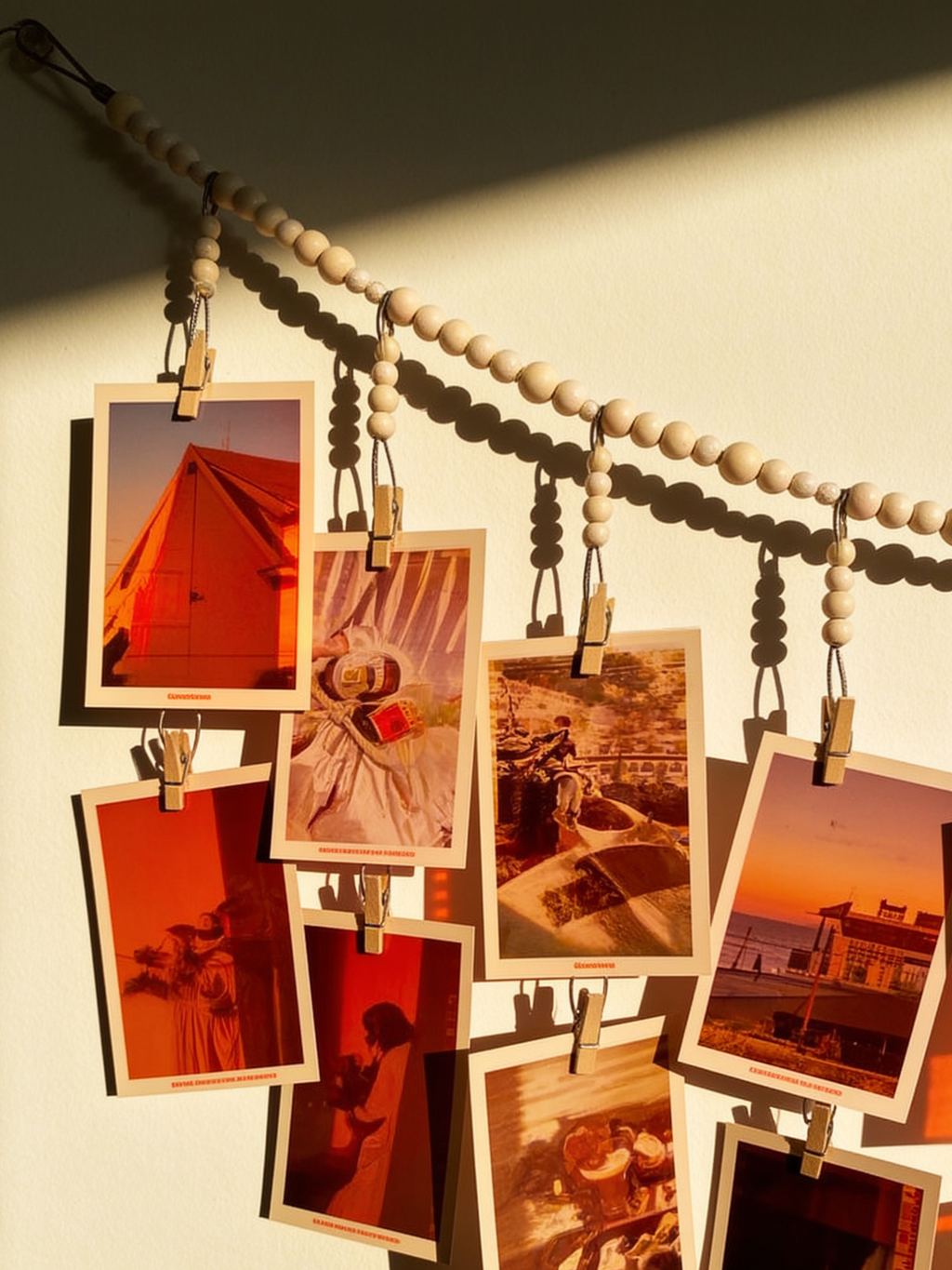 Fleur Wooden Bead Photo Display Hanger 18-Clip