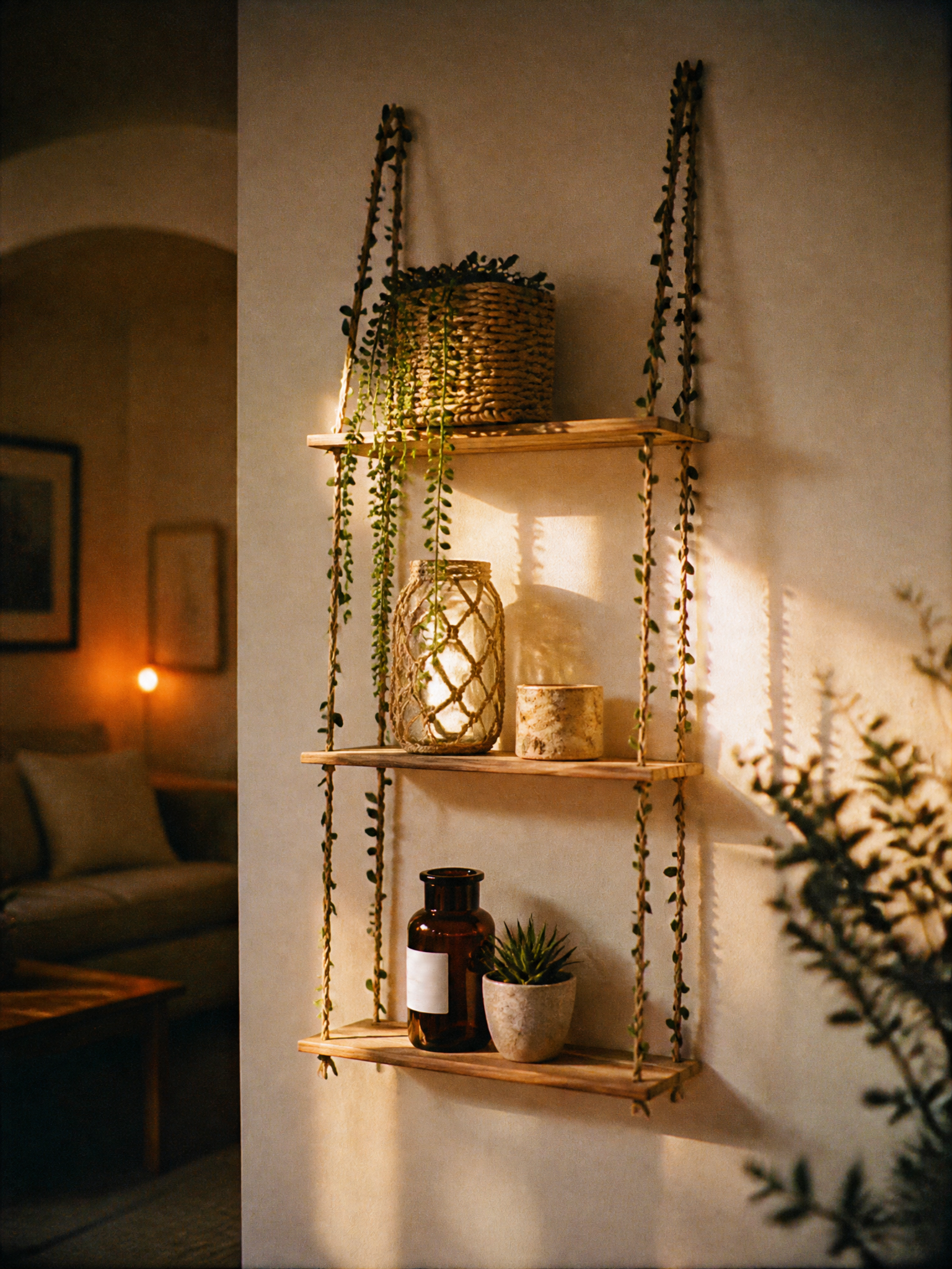 Elvira Botanical Vine Hanging Wall Shelf