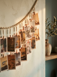 Fleur Wooden Bead Photo Display Hanger 18-Clip