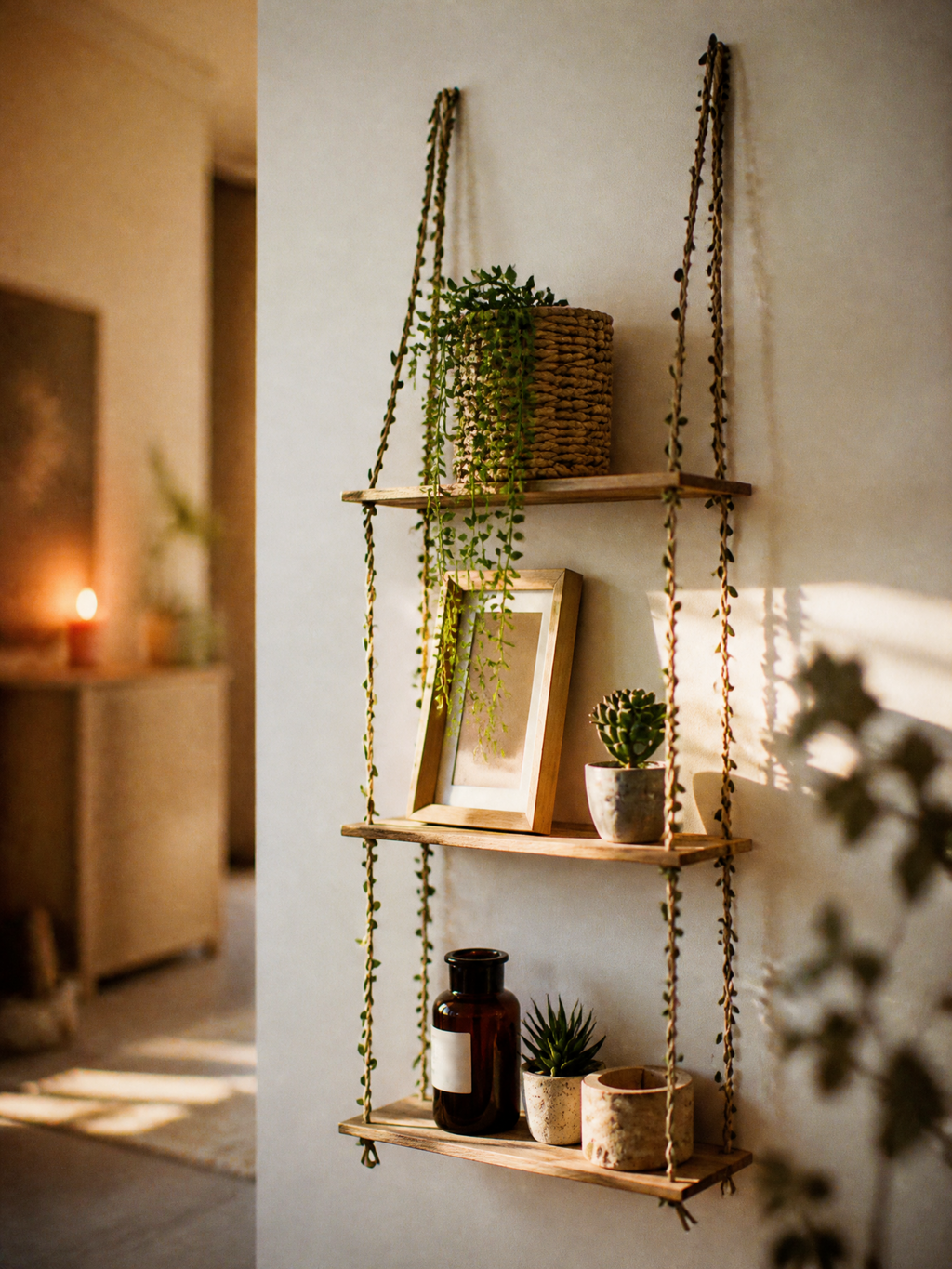 Elvira Botanical Vine Hanging Wall Shelf