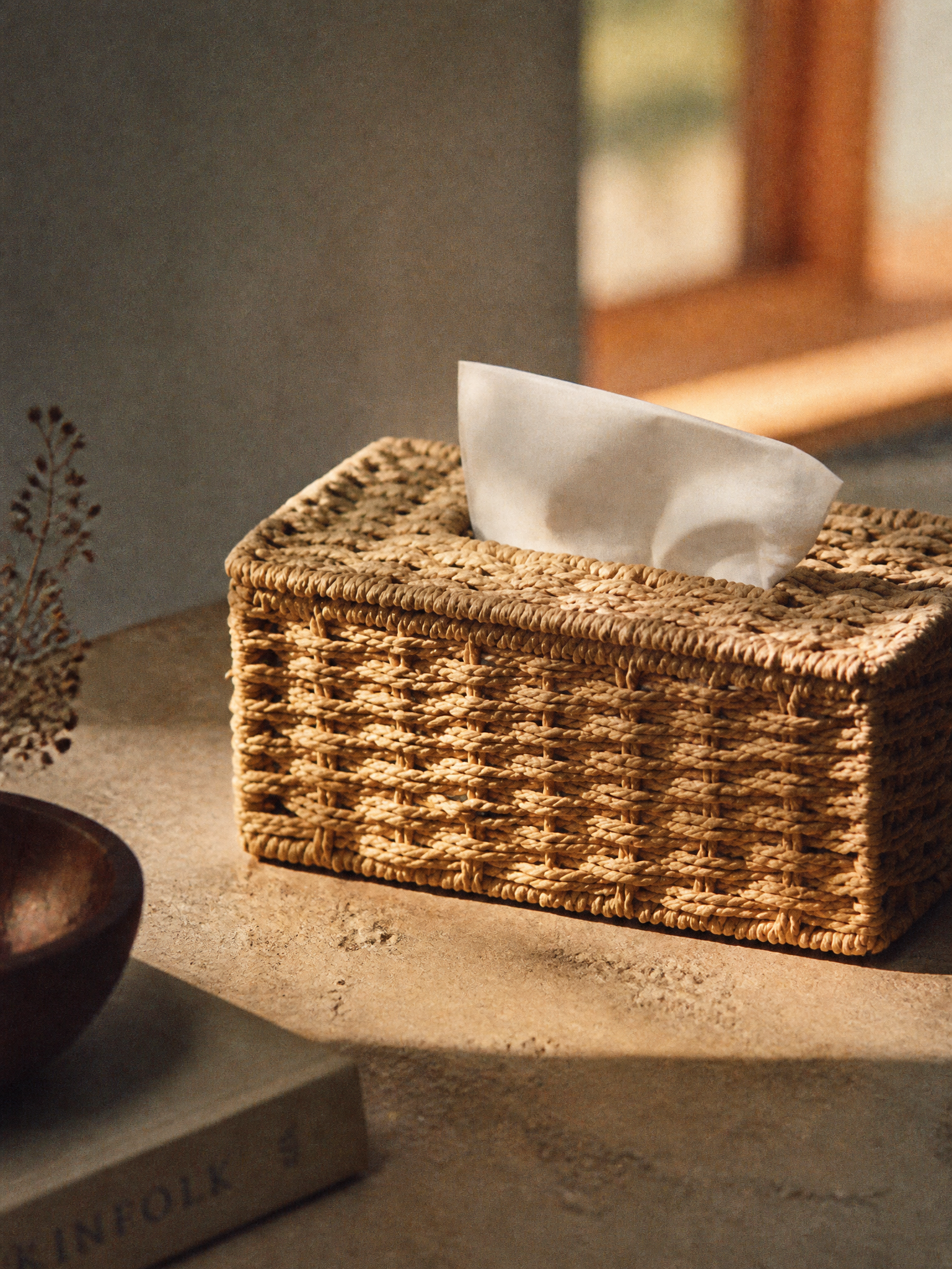 Maren Woven Rattan-Look Tissue Box Cover