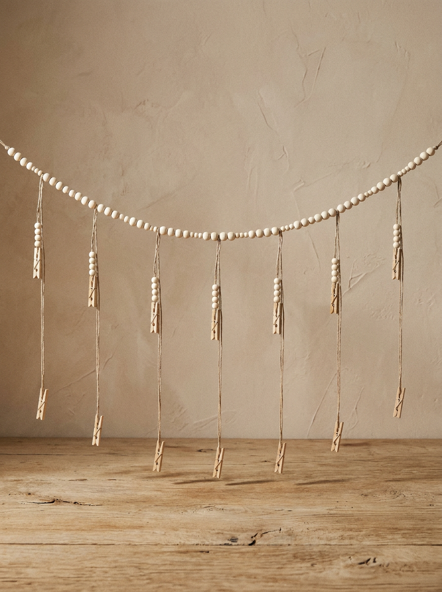 Fleur Wooden Bead Photo Display Hanger 18-Clip