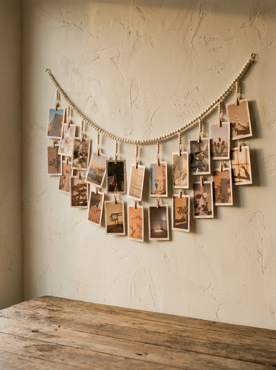 Fleur Wooden Bead Photo Display Hanger 18-Clip