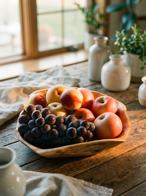 Ansel Natural Handmade Wooden Fruit Bowl