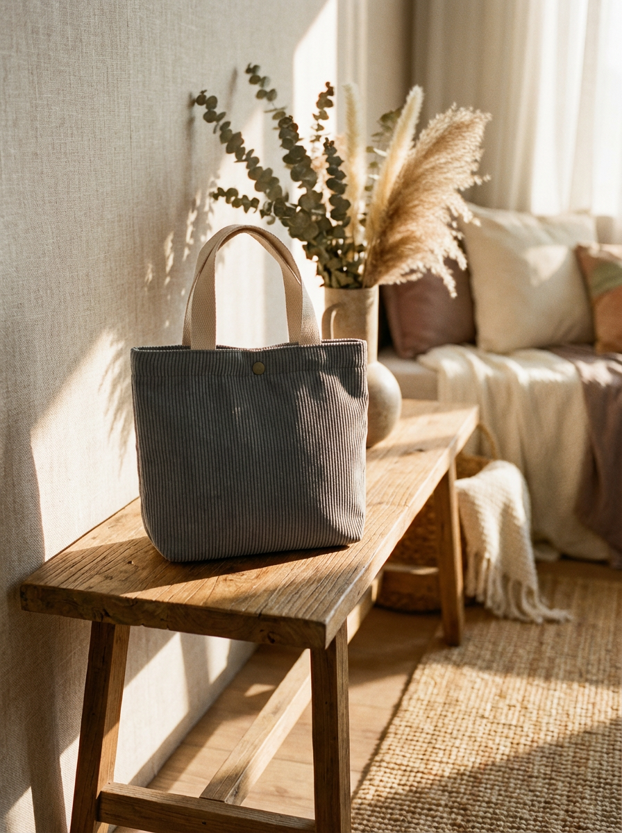 Cleo Corduroy Canvas Tote Bag