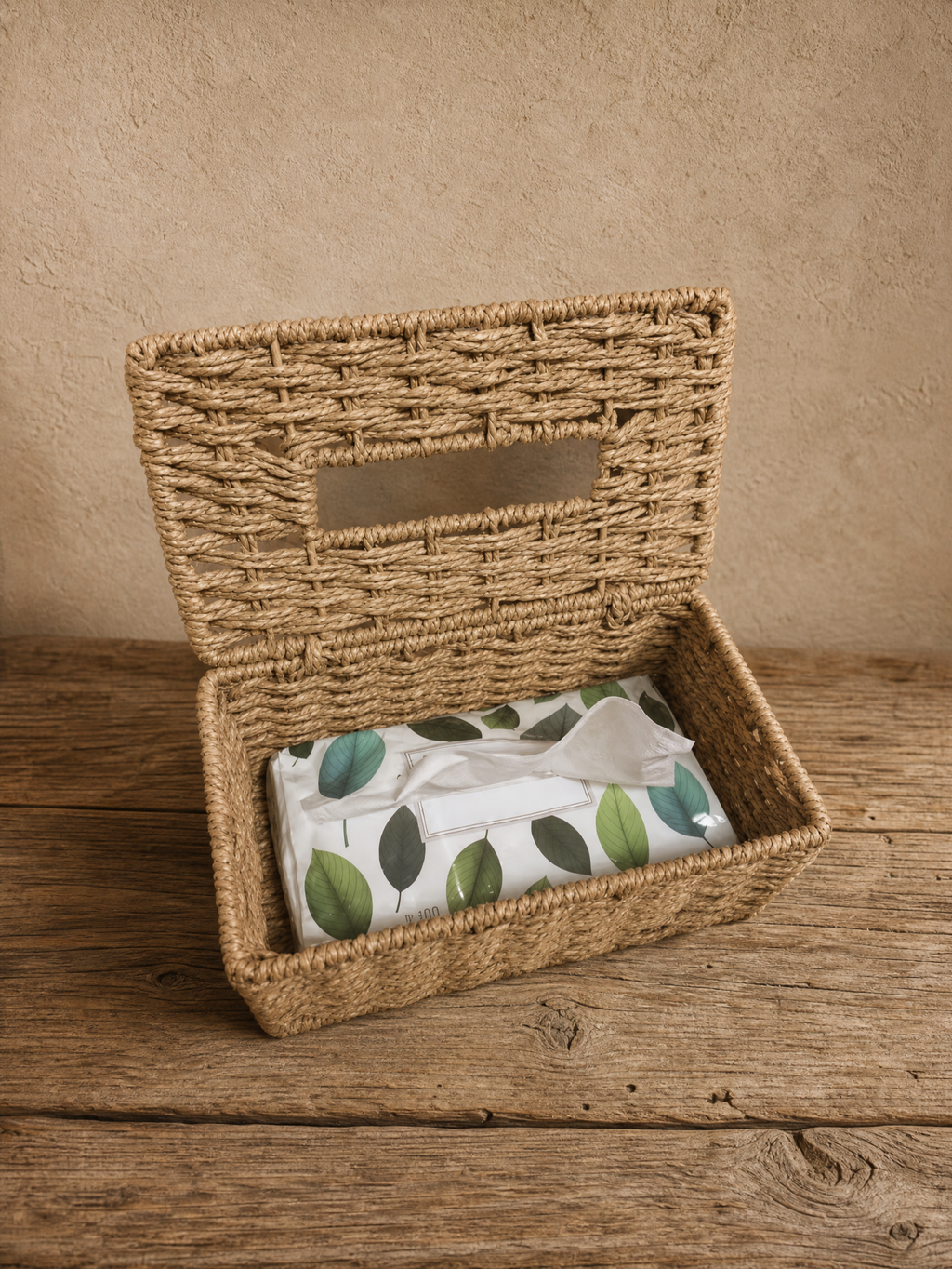 Maren Woven Rattan-Look Tissue Box Cover
