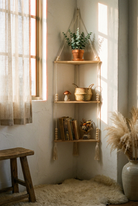 Solveig Macramé Hanging Corner Shelf