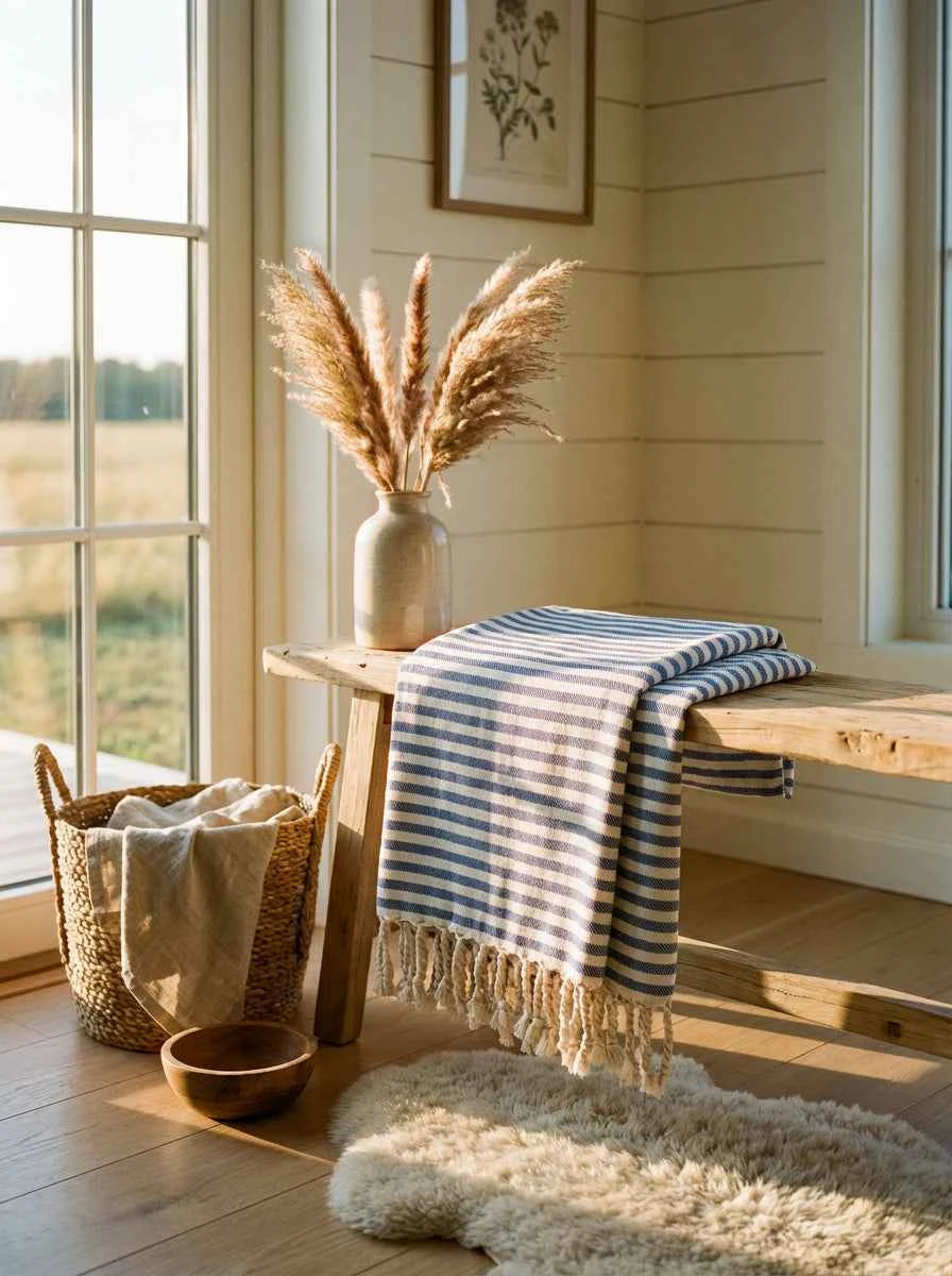 Azure Pure Cotton Striped Bath Towel